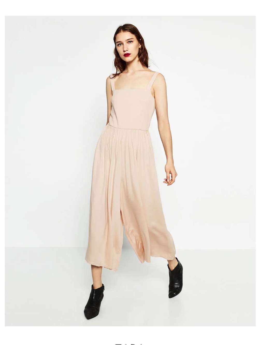 NWT ZARA Cropped Jumpsuit Small Blush Ballerina Pink Tank Onesie